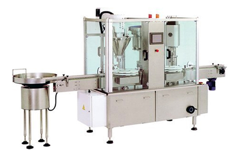 automatic bottled powder filling capping equipment rund flaske unscrambler flaskefyllingslokkmaskiner lin