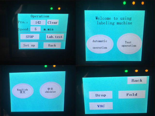 kontrollskilt på innsiden av skjermen for å betjene maskineri